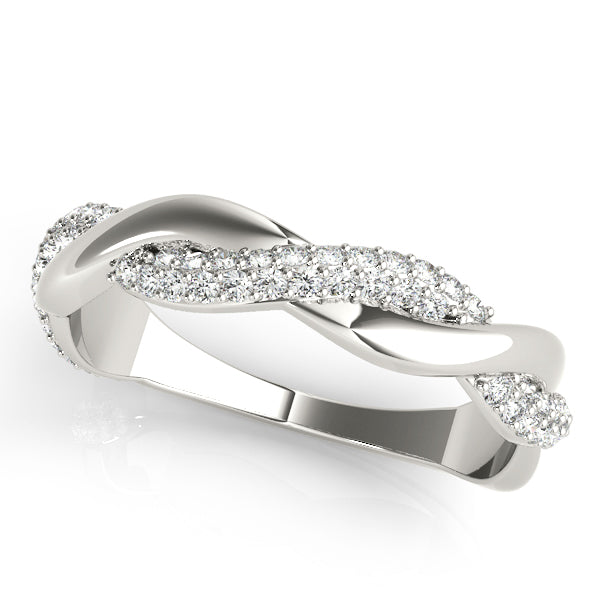 Double Row Pavé Twisted Shank Wedding Bands – Radiant Lab Diamond Wedding Band in 18K Gold | Just Brilliant