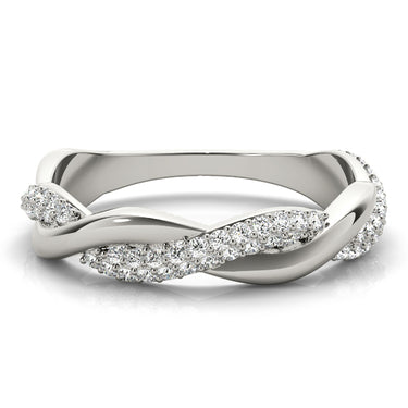 Double Row Pavé Twisted Shank Wedding Bands – Lab Diamond Wedding Band in 18K Gold | Just Brilliant – close-up view