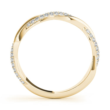 Double Row Pavé Twisted Shank Wedding Bands – Lab Diamond Wedding Band in 18K Gold | Just Brilliant – angle view