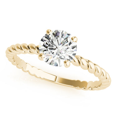 Braided Shank Round Cut Engagement Ring – Round Lab Diamond Engagement Ring in 18K Gold | Just Brilliant – angle view