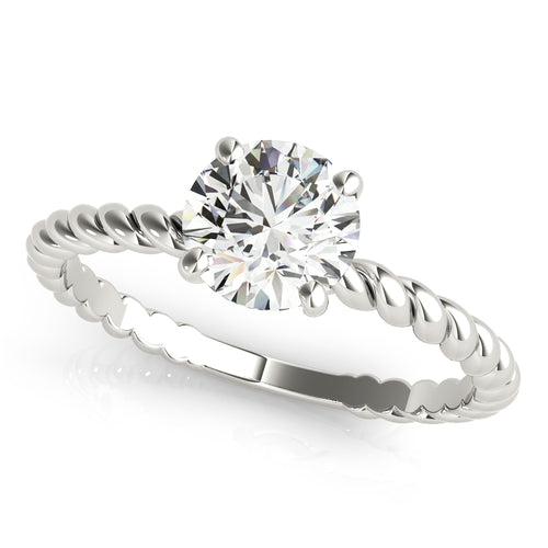 Braided Shank Round Cut Engagement Ring