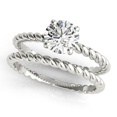Braided Shank Round Cut Engagement Ring – Round Lab Diamond Engagement Ring in 18K Gold | Just Brilliant – close-up view