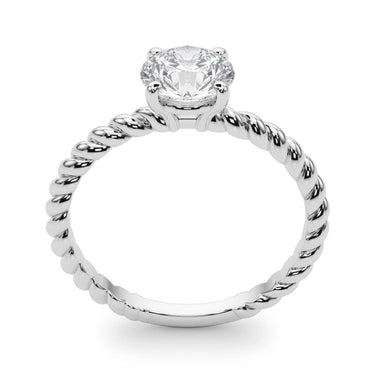 Braided Shank Round Cut Engagement Ring – Round Lab Diamond Engagement Ring in 18K Gold | Just Brilliant – side view