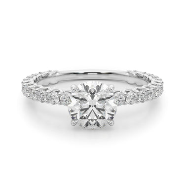 Single Row Shared Prong Trellis Engagement Ring – Lab Diamond Engagement Ring in 18K Gold | Just Brilliant – lifestyle view