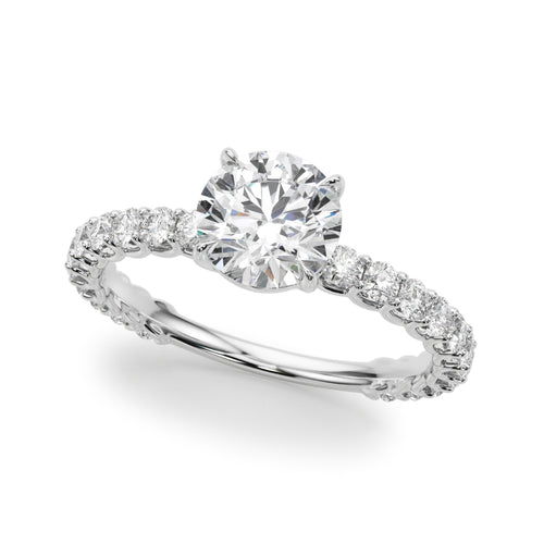 Single Row Shared Prong Trellis Engagement Ring