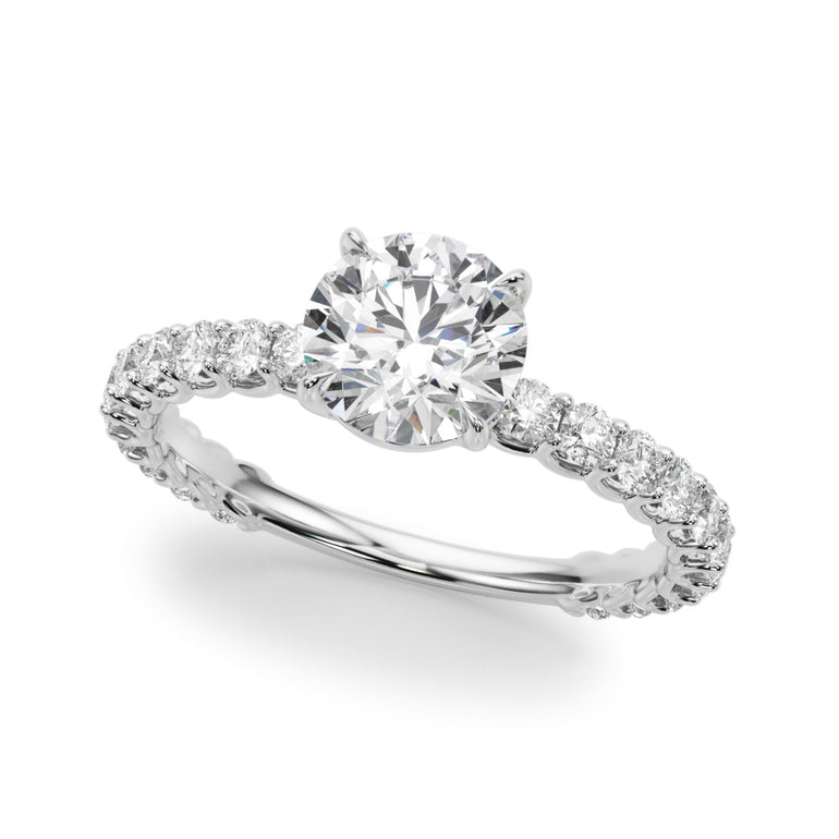 Single Row Shared Prong Trellis Engagement Ring – Radiant Lab Diamond Engagement Ring in 18K Gold | Just Brilliant