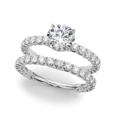 Single Row Shared Prong Trellis Engagement Ring – Lab Diamond Engagement Ring in 18K Gold | Just Brilliant – close-up view