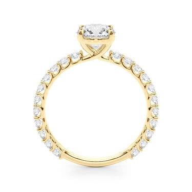 Single Row Shared Prong Trellis Engagement Ring – Lab Diamond Engagement Ring in 18K Gold | Just Brilliant – angle view