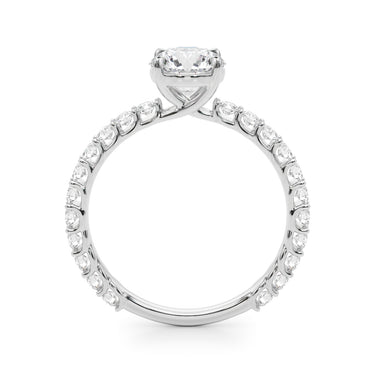 Single Row Shared Prong Trellis Engagement Ring – Lab Diamond Engagement Ring in 18K Gold | Just Brilliant – detail view