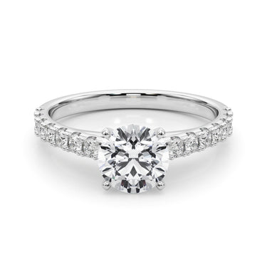 Single Row Engagement Ring – Lab Diamond Engagement Ring in 18K Gold | Just Brilliant – close-up view
