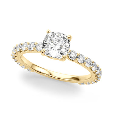 Cu Single Row Shared Prong Engagement Ring – Lab Diamond Ring in 18K Gold | Just Brilliant – side view