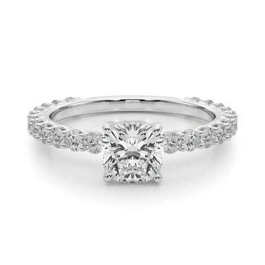 Cu Single Row Shared Prong Engagement Ring – Lab Diamond Ring in 18K Gold | Just Brilliant – lifestyle view