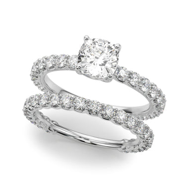Cu Single Row Shared Prong Engagement Ring – Lab Diamond Ring in 18K Gold | Just Brilliant – close-up view