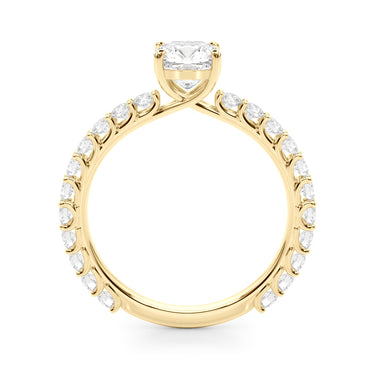 Cu Single Row Shared Prong Engagement Ring – Lab Diamond Ring in 18K Gold | Just Brilliant – angle view