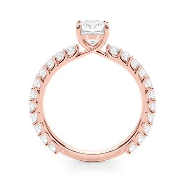 Cu Single Row Shared Prong Engagement Ring – Lab Diamond Ring in 18K Gold | Just Brilliant – view 10