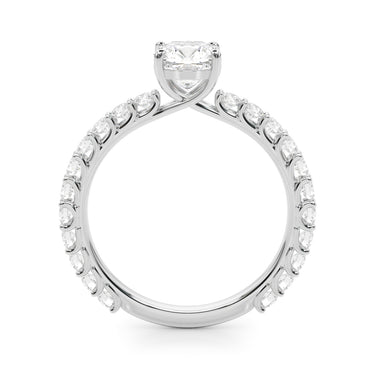 Cu Single Row Shared Prong Engagement Ring – Lab Diamond Ring in 18K Gold | Just Brilliant – detail view