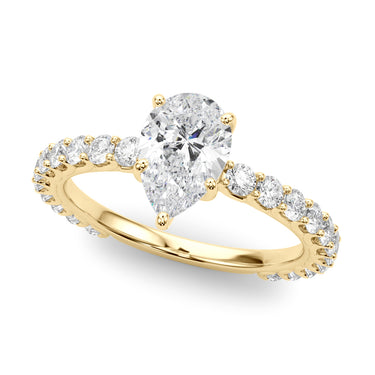 Pear Shape Single Row Shared Prong En – Pear-Shaped Lab Diamond Jewelry in 18K Gold | Just Brilliant – side view