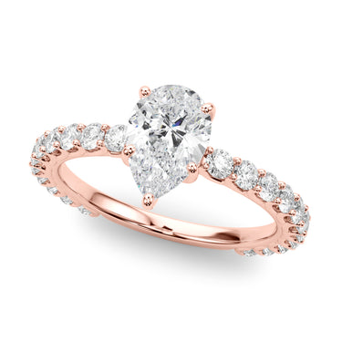 Pear Shape Single Row Shared Prong En – Pear-Shaped Lab Diamond Jewelry in 18K Gold | Just Brilliant – view 9