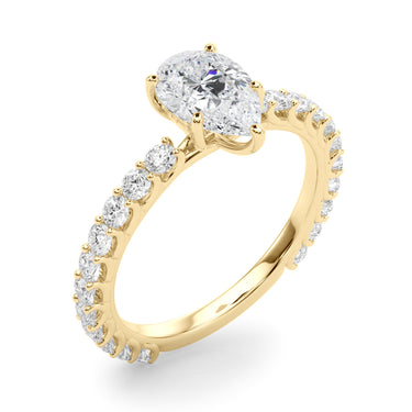 Pear Shape Single Row Shared Prong En – Pear-Shaped Lab Diamond Jewelry in 18K Gold | Just Brilliant – view 8
