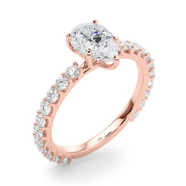 Pear Shape Single Row Shared Prong En – Pear-Shaped Lab Diamond Jewelry in 18K Gold | Just Brilliant – view 12