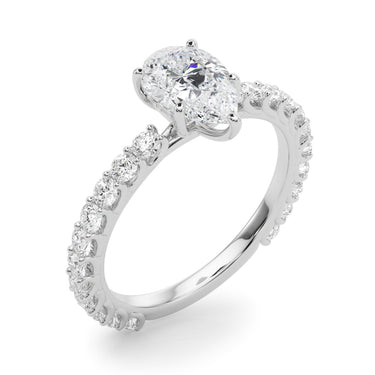 Pear Shape Single Row Shared Prong En – Pear-Shaped Lab Diamond Jewelry in 18K Gold | Just Brilliant – lifestyle view