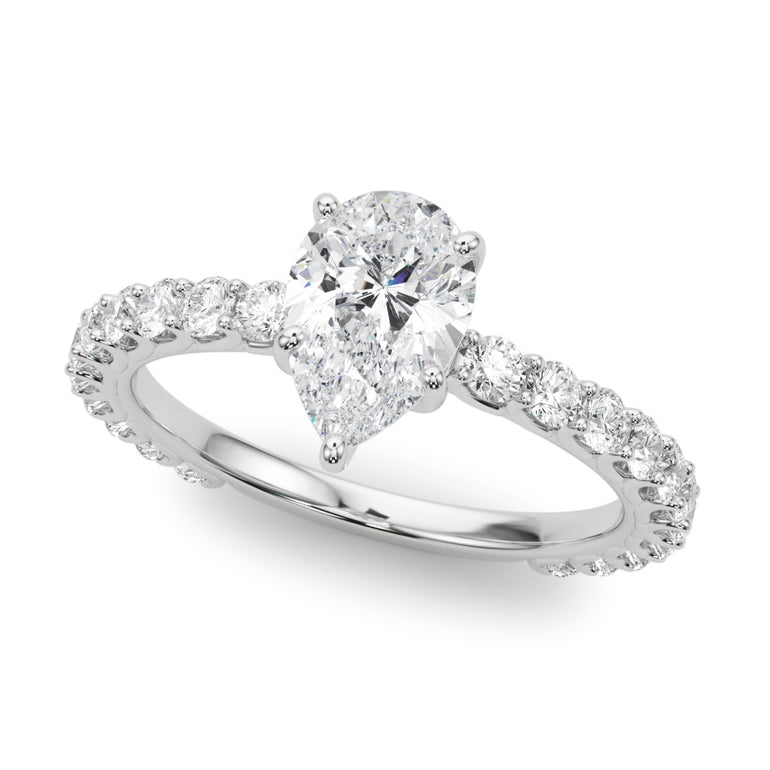 Pear Shape Single Row Shared Prong En – Pear-Shaped Lab Diamond Jewelry in 18K Gold | Just Brilliant