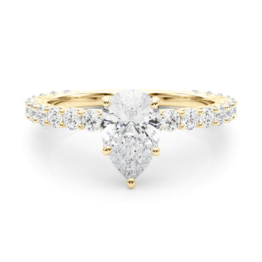 Pear Shape Single Row Shared Prong En – Pear-Shaped Lab Diamond Jewelry in 18K Gold | Just Brilliant – view 7