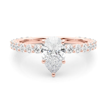 Pear Shape Single Row Shared Prong En – Pear-Shaped Lab Diamond Jewelry in 18K Gold | Just Brilliant – view 11