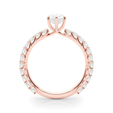 Pear Shape Single Row Shared Prong En – Pear-Shaped Lab Diamond Jewelry in 18K Gold | Just Brilliant – view 10