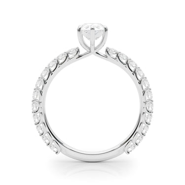 Pear Shape Single Row Shared Prong En – Pear-Shaped Lab Diamond Jewelry in 18K Gold | Just Brilliant – detail view