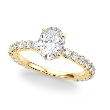 Oval Single Row Shared Prong Engagement Ring – Oval Lab Diamond Ring in 18K Gold | Just Brilliant – side view