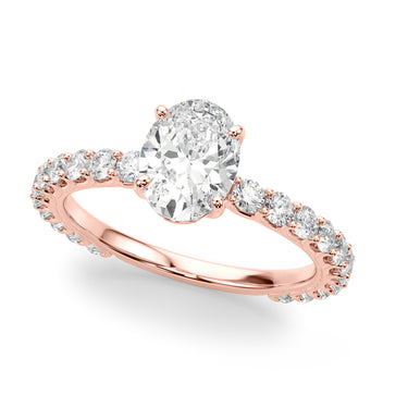Oval Single Row Shared Prong Engagement Ring – Oval Lab Diamond Ring in 18K Gold | Just Brilliant – view 9