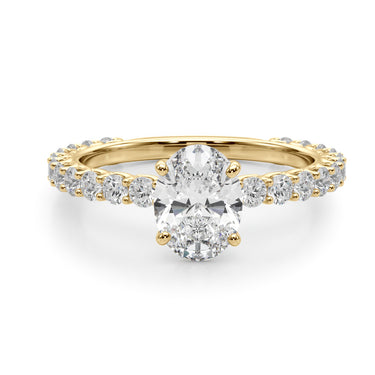 Oval Single Row Shared Prong Engagement Ring – Oval Lab Diamond Ring in 18K Gold | Just Brilliant – view 8