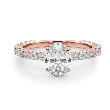 Oval Single Row Shared Prong Engagement Ring – Oval Lab Diamond Ring in 18K Gold | Just Brilliant – view 12