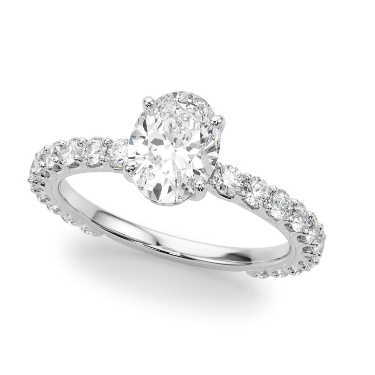 Oval Single Row Shared Prong Engagement Ring – Oval Lab Diamond Ring in 18K Gold | Just Brilliant