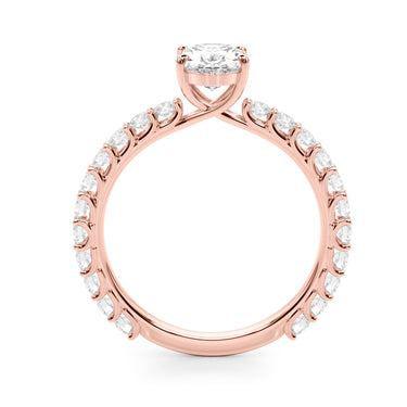 Oval Single Row Shared Prong Engagement Ring – Oval Lab Diamond Ring in 18K Gold | Just Brilliant – view 10