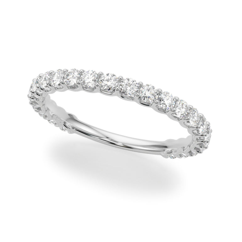 Prong Set Wedding Band – Radiant Lab Diamond Wedding Band in 18K Gold | Just Brilliant
