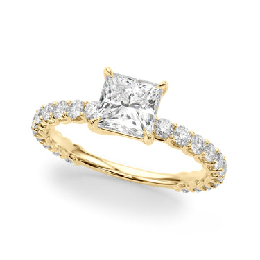 Pc Single Row Shared Prong Engagement Ring – Lab Diamond Ring in 18K Gold | Just Brilliant – side view