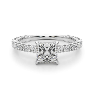 Pc Single Row Shared Prong Engagement Ring – Lab Diamond Ring in 18K Gold | Just Brilliant – lifestyle view