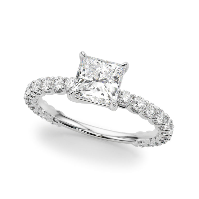 Pc Single Row Shared Prong Engagement Ring – Radiant Lab Diamond Ring in 18K Gold | Just Brilliant