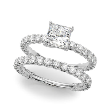 Pc Single Row Shared Prong Engagement Ring – Lab Diamond Ring in 18K Gold | Just Brilliant – close-up view