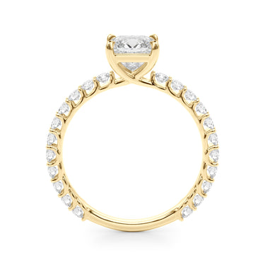 Pc Single Row Shared Prong Engagement Ring – Lab Diamond Ring in 18K Gold | Just Brilliant – angle view
