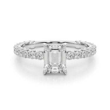 Single Row Trellis Shared Prong Engagement Ring – Lab Diamond Engagement Ring in 18K Gold | Just Brilliant – lifestyle view