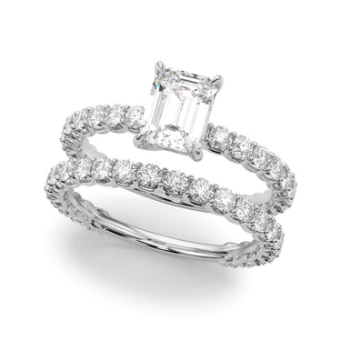 Single Row Trellis Shared Prong Engagement Ring – Lab Diamond Engagement Ring in 18K Gold | Just Brilliant – close-up view