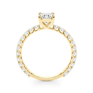 Single Row Trellis Shared Prong Engagement Ring – Lab Diamond Engagement Ring in 18K Gold | Just Brilliant – angle view