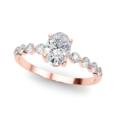 Oval Single Row Shared Prong Engagement Ring – Oval Lab Diamond Ring in 18K Gold | Just Brilliant – view 9