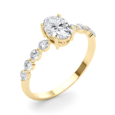 Oval Single Row Shared Prong Engagement Ring – Oval Lab Diamond Ring in 18K Gold | Just Brilliant – view 8