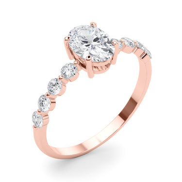 Oval Single Row Shared Prong Engagement Ring – Oval Lab Diamond Ring in 18K Gold | Just Brilliant – view 12