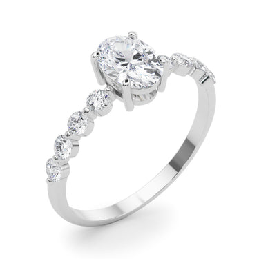 Oval Single Row Shared Prong Engagement Ring – Oval Lab Diamond Ring in 18K Gold | Just Brilliant – lifestyle view