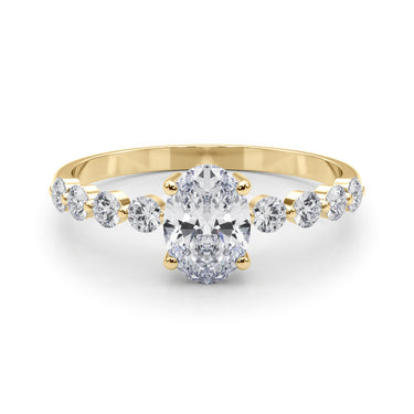 Oval Single Row Shared Prong Engagement Ring – Oval Lab Diamond Ring in 18K Gold | Just Brilliant – view 7